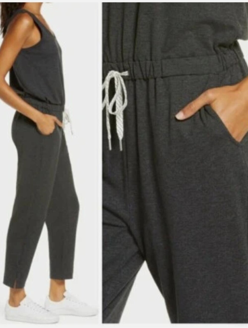 Zella Gwen Drawstring Crop Knit Joggers Gray 1X